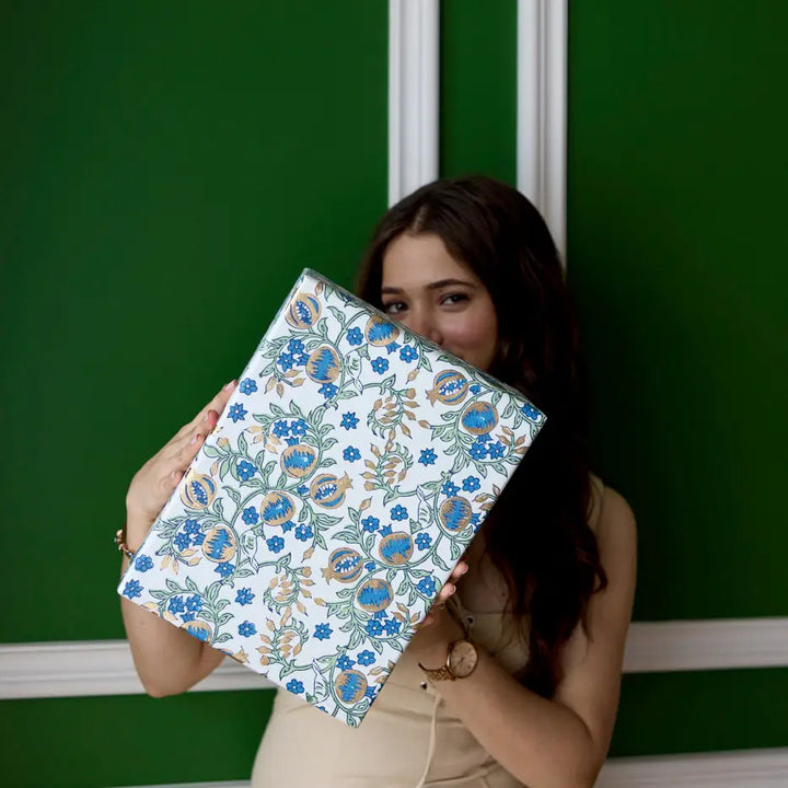 Hand Block Printed Gift Wrap Sheets - Pomegranate Indigo (Roll)