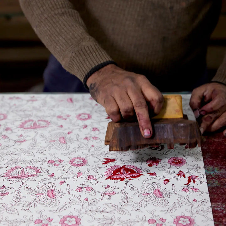 Hand Block Printed Gift Wrap Sheets - Flora Festive Mix (Roll)