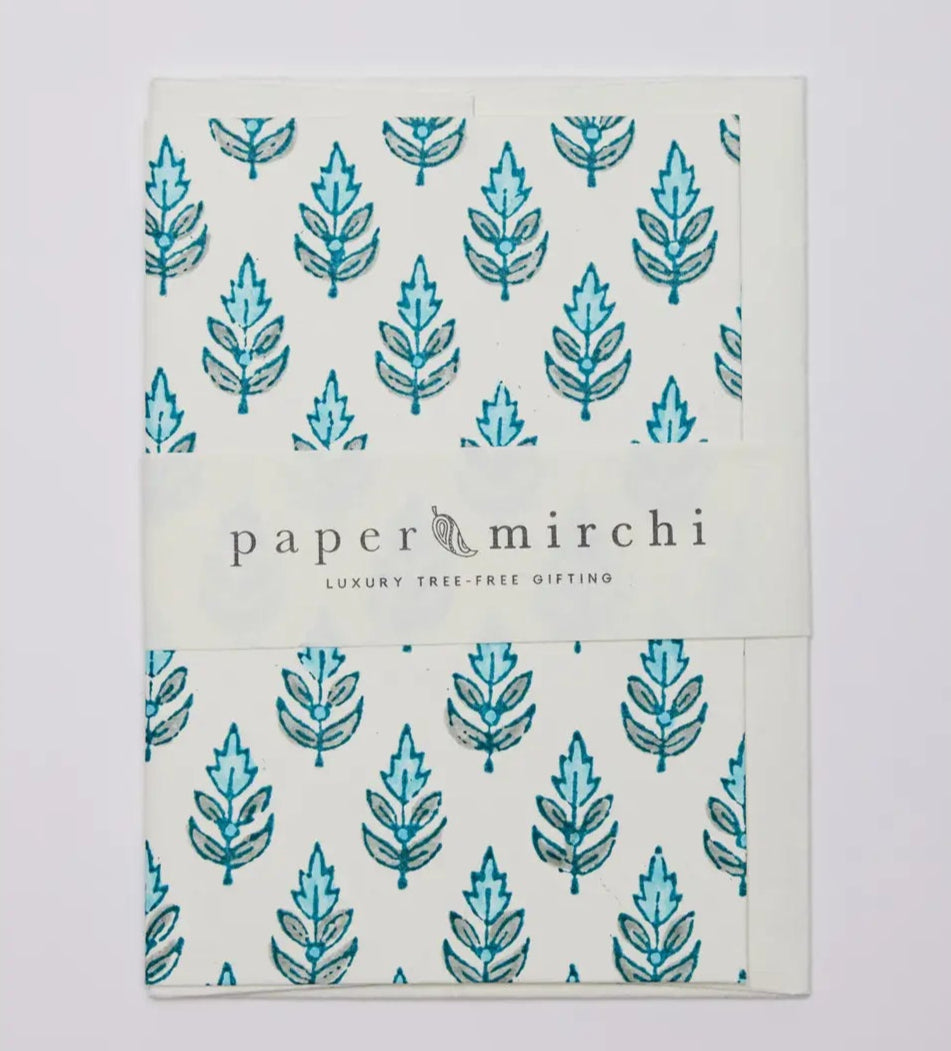 Hand Block Printed Greeting Card - Buti Turquoise
