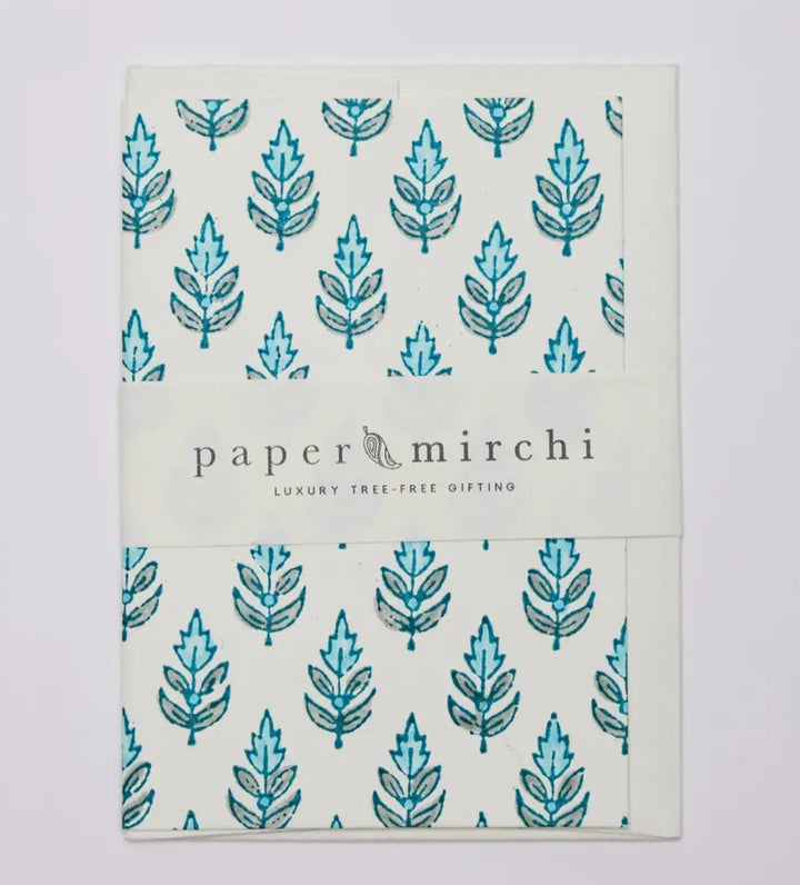 Hand Block Printed Greeting Card - Buti Turquoise