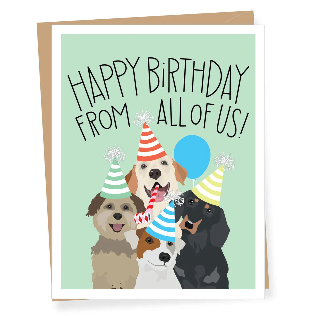 From All of Us Four Dogs Birthday Card