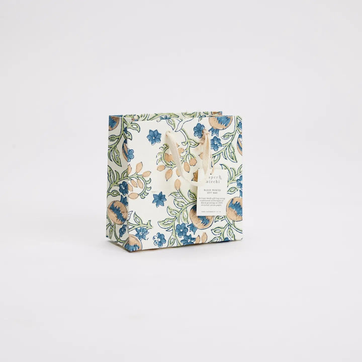 Hand Block Printed Gift Bags - Pomegranate Indigo