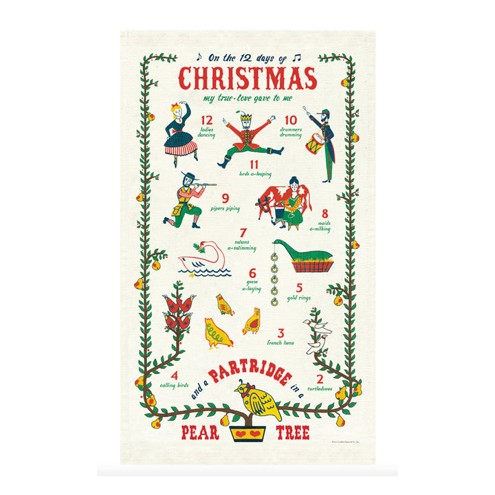 Twelve Days of Christmas Tea Towel