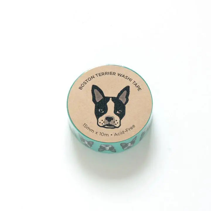 Boston Terrier Washi Tape - Sea Foam