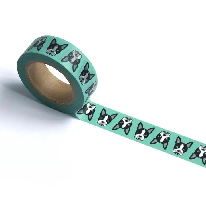 Boston Terrier Washi Tape - Sea Foam
