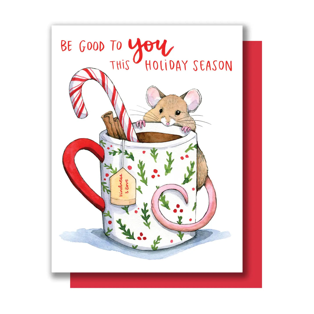Self Care Mouse Holiday Card