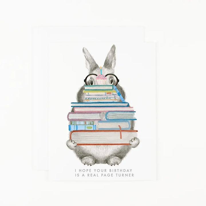 Page Turner Bunny Birthday Card