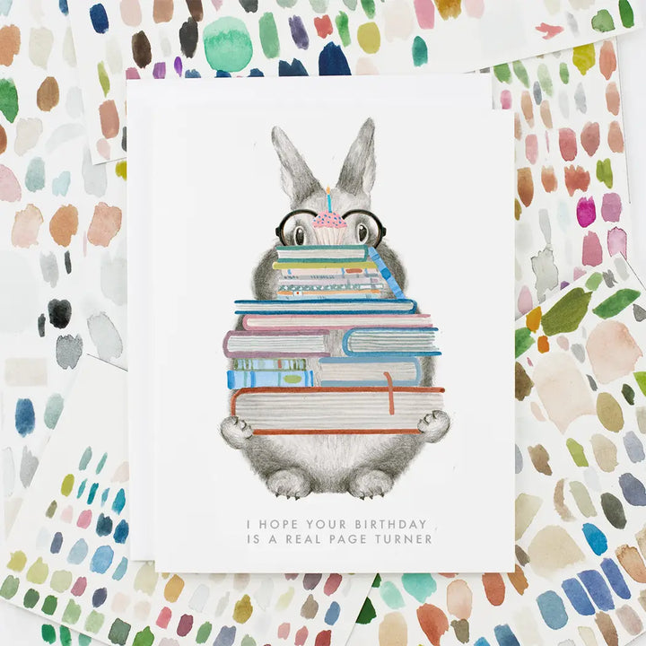 Page Turner Bunny Birthday Card