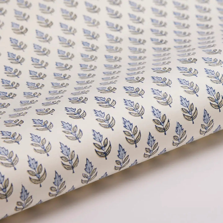 Hand Block Printed Gift Wrap Sheets - Buti Blue Stone (Roll)