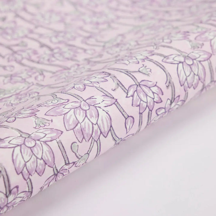 Hand Block Printed Gift Wrap Sheets - Lotus Lavender (Roll)
