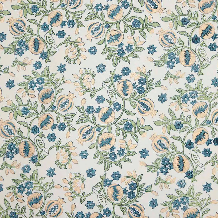 Hand Block Printed Gift Wrap Sheets - Pomegranate Indigo (Roll)