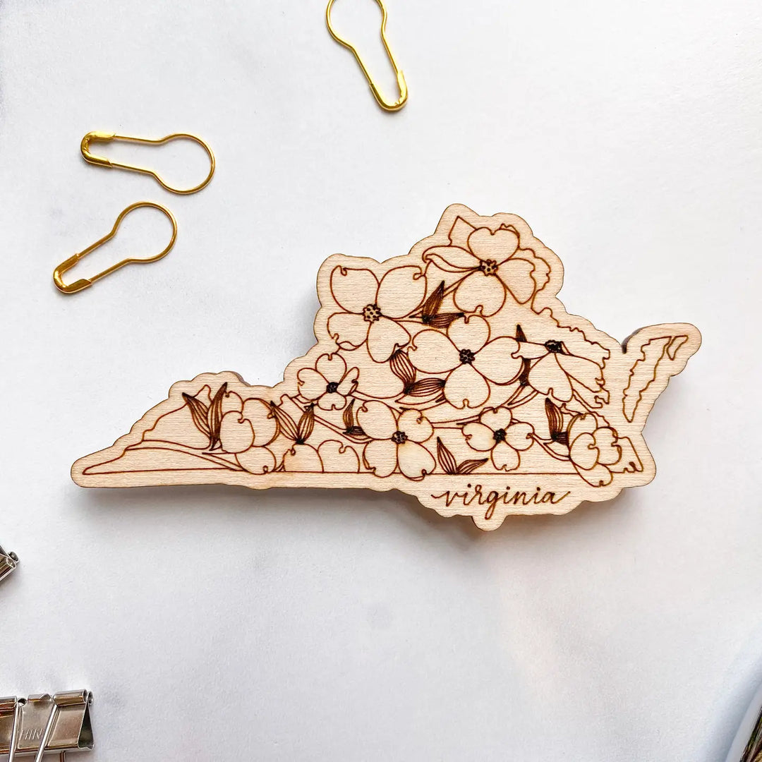 Virginia Dogwoods Wooden Magnet