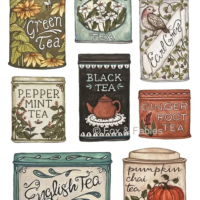 Tea Tins Art Print