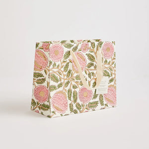 Hand Block Printed Gift Bags - Marigold Glitz Blush