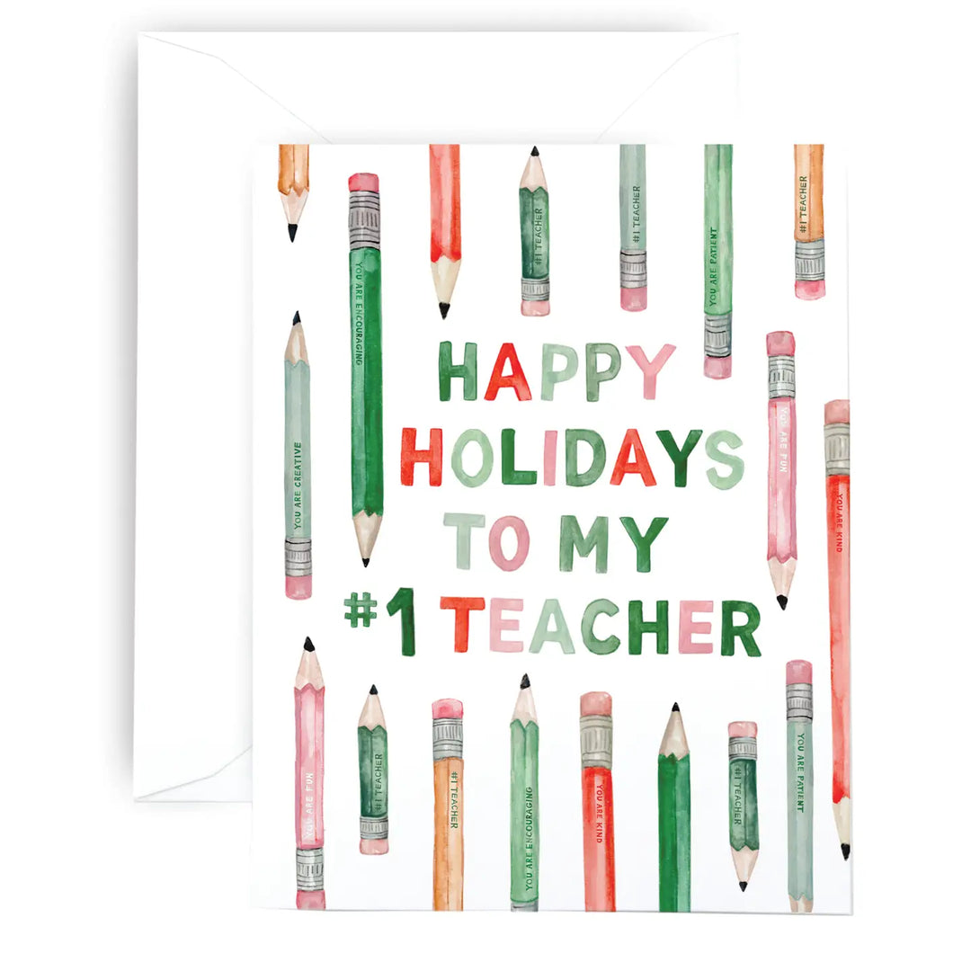#1 Teacher Holiday Greeting Card