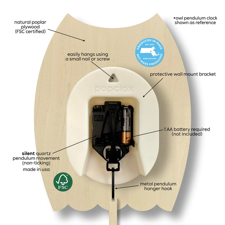 Wooden Owl Pendulum Clock
