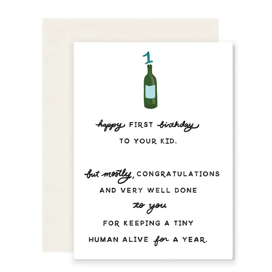 First Birthday Wine Card for Mom