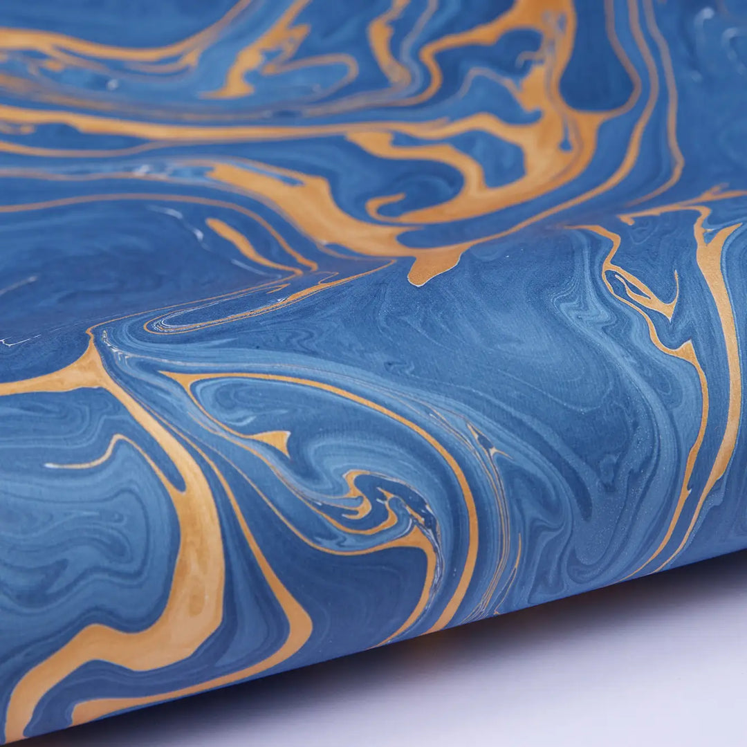 Hand Marbled Gift Wrap Sheets - Ink Blue (Roll)