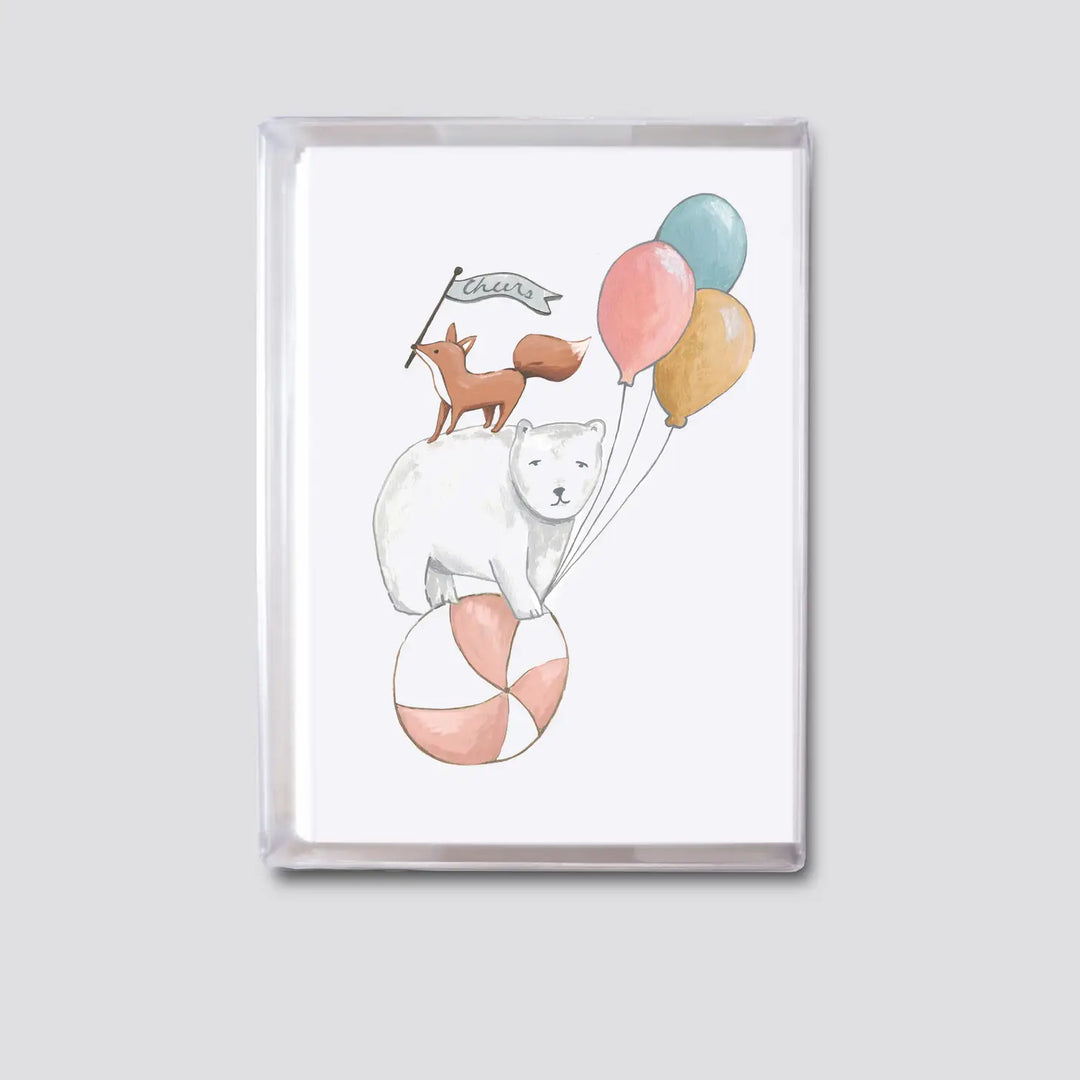 Mini Happy Birthday Bear and Fox Card (Set of 8)