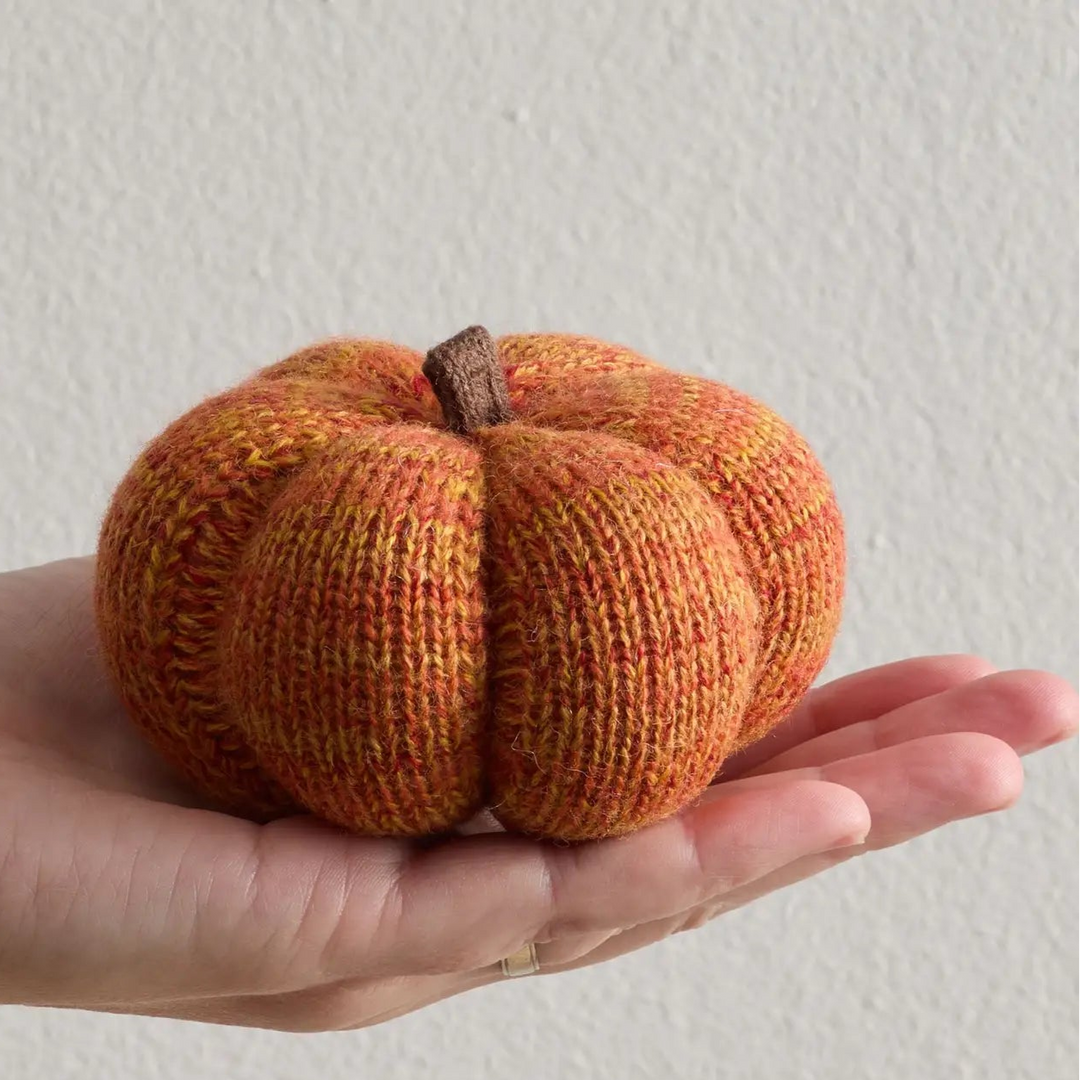 Variegated Yarn Knit Pumpkin - 4 inches