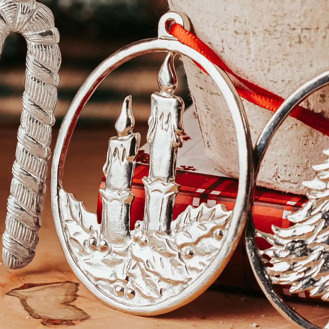 Christmas Candles Pewter Ornament