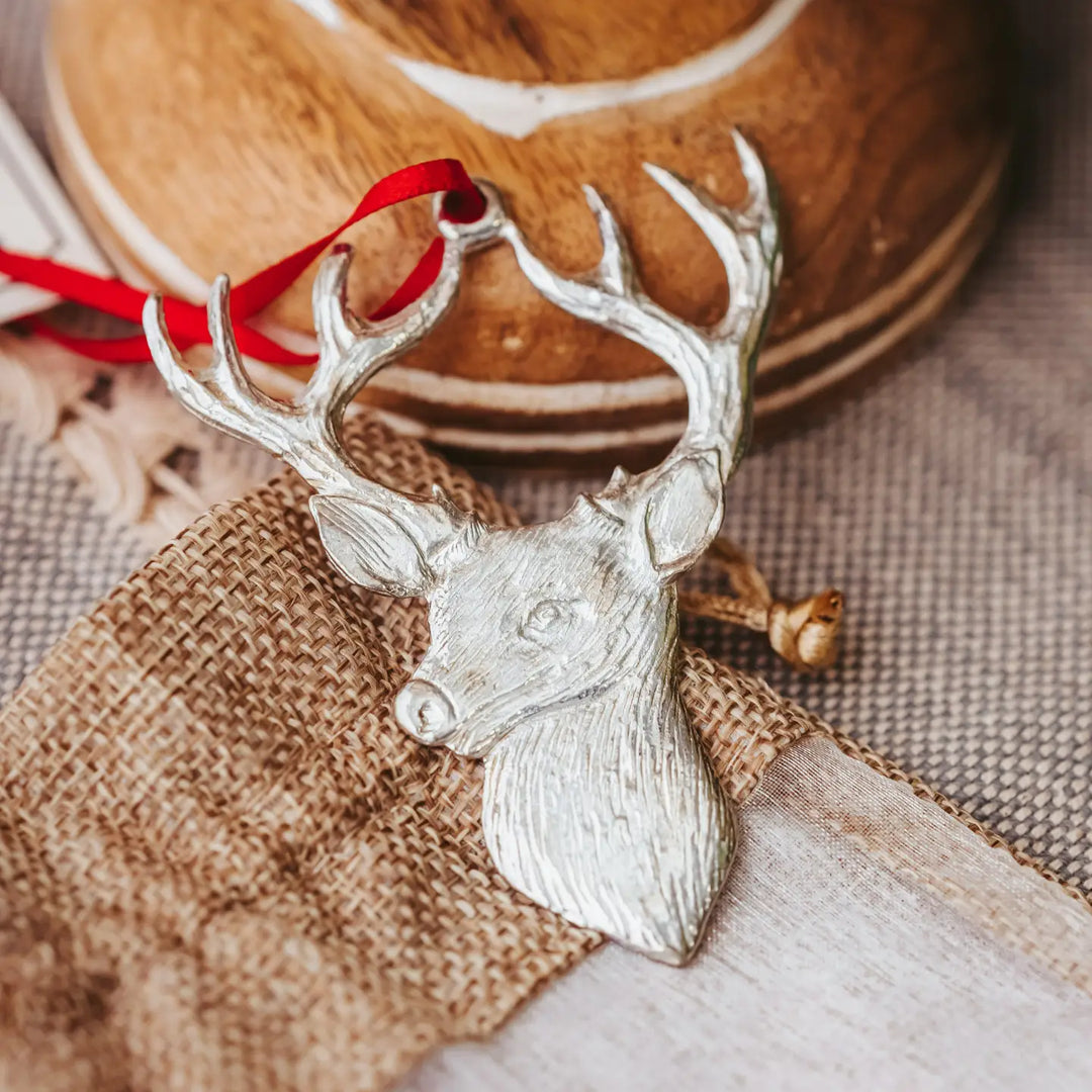 Deer Head Pewter Ornament