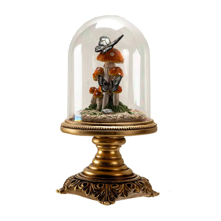 Butterfly On Toadstool Mushroom Cloche