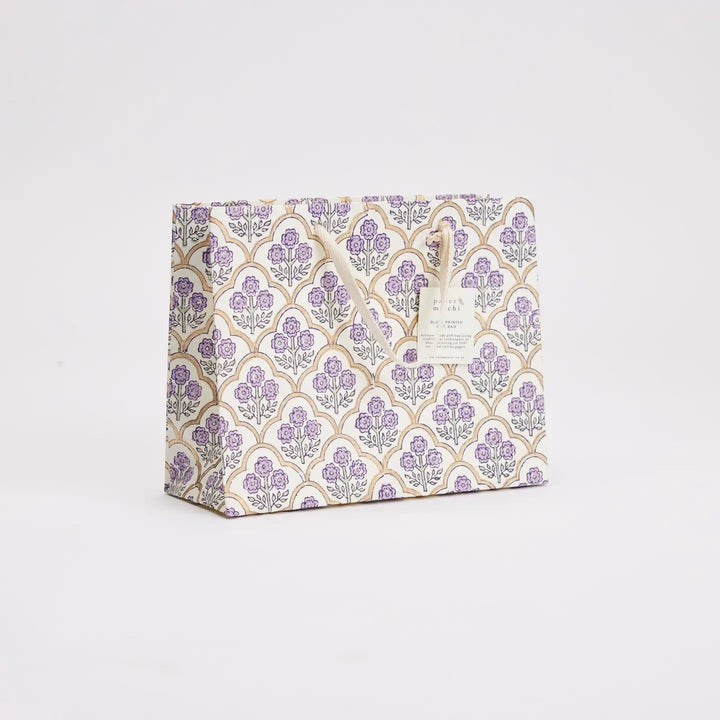 Hand Block Printed Gift Bags - Trellis Lavender