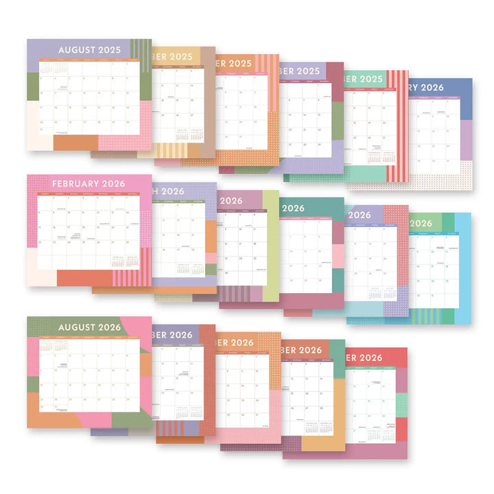 Color Block Magnetic Monthly Pad Calendar (Aug 2025 - Dec 2026)
