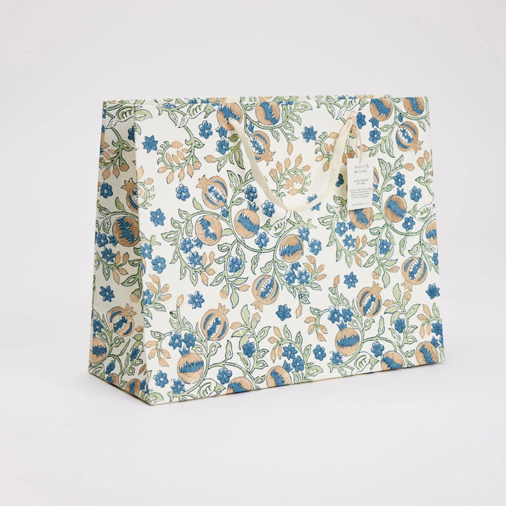 Hand Block Printed Gift Bags - Pomegranate Indigo