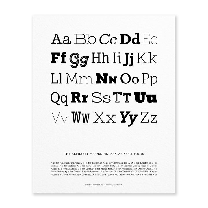 The Alphabet According to Slab Serif Fonts