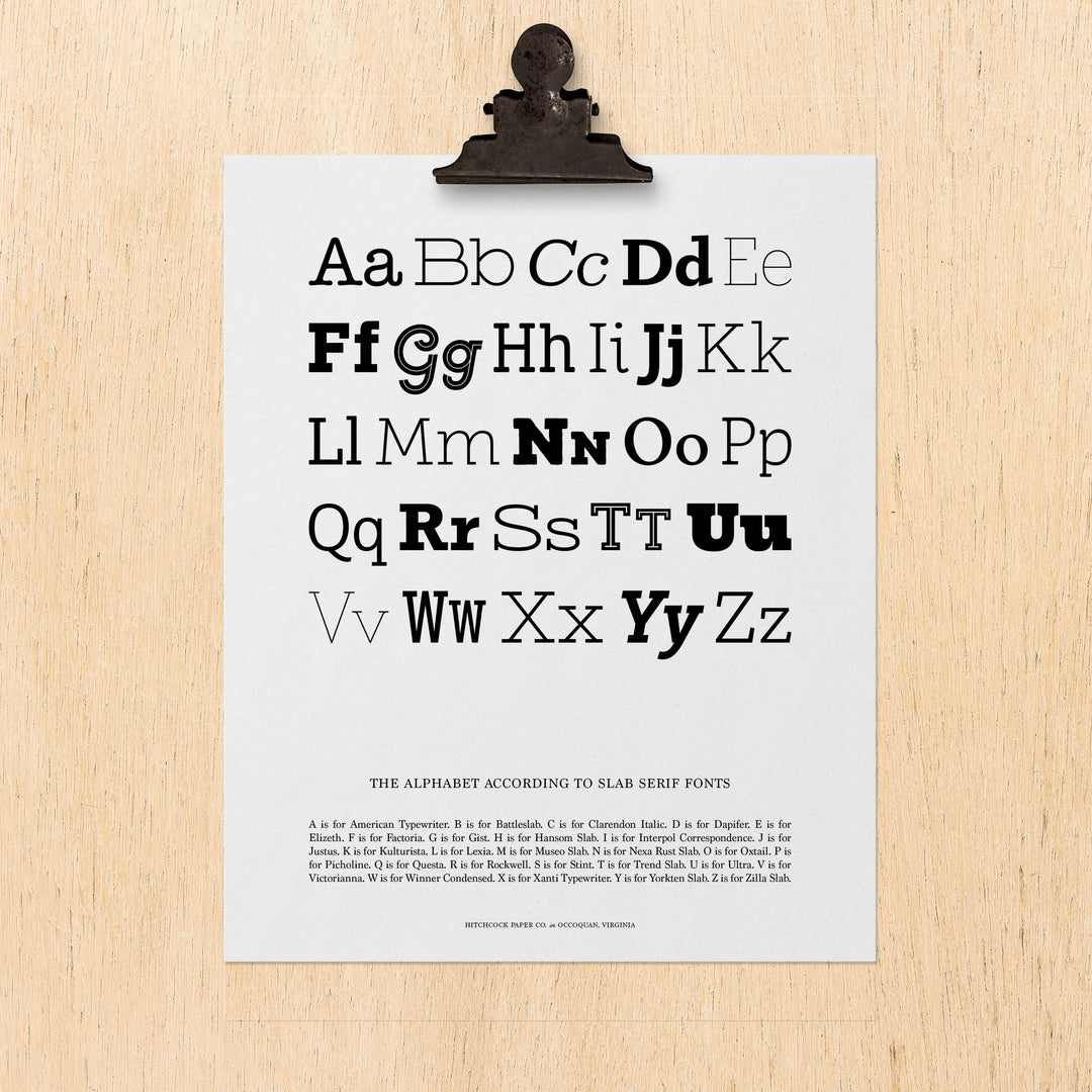 The Alphabet According to Slab Serif Fonts