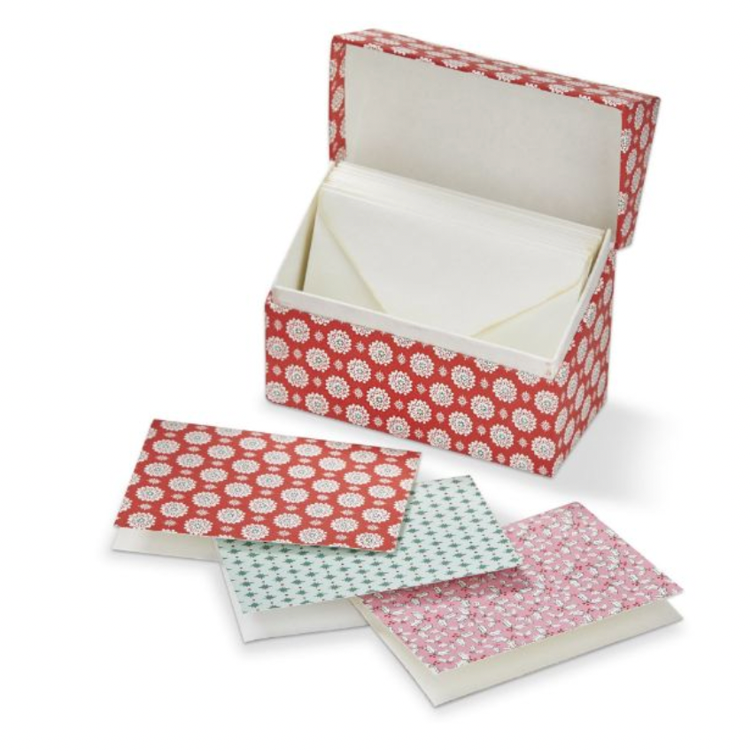 Red Holiday Note Cards with Decorative Box (Set of 12)