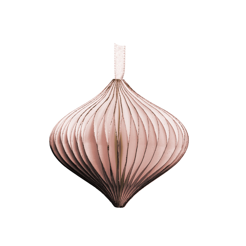 Teardrop-Shaped Rose and Gold Paper Ornament