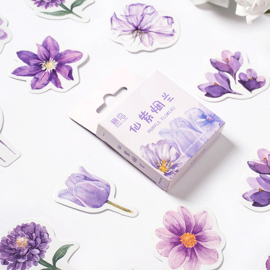 lavender flower stickers Purple Flowers Stickers (Pack of 45) – Hitchcock Paper Co