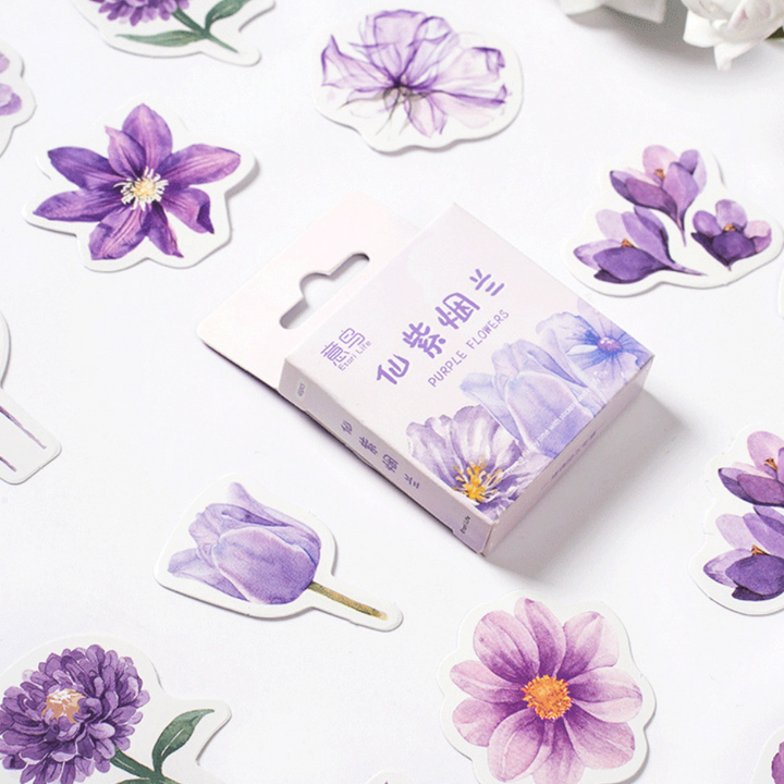 Purple Flowers Stickers (Pack of 45)