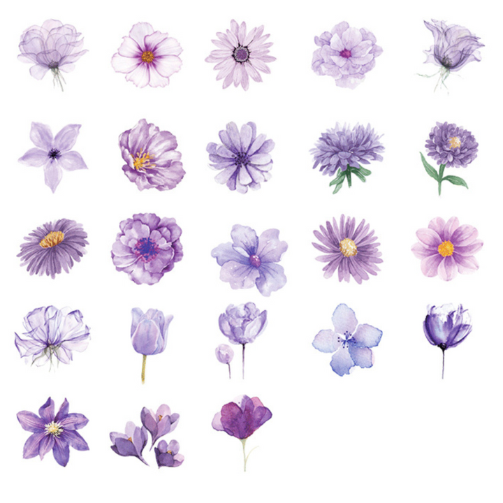 Purple Flowers Stickers (Pack of 45)