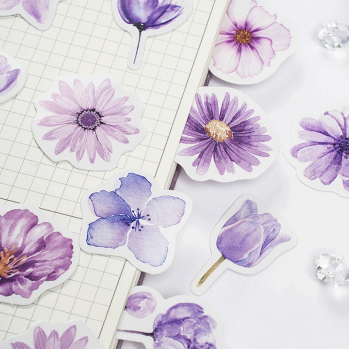 Purple Flowers Stickers (Pack of 45)