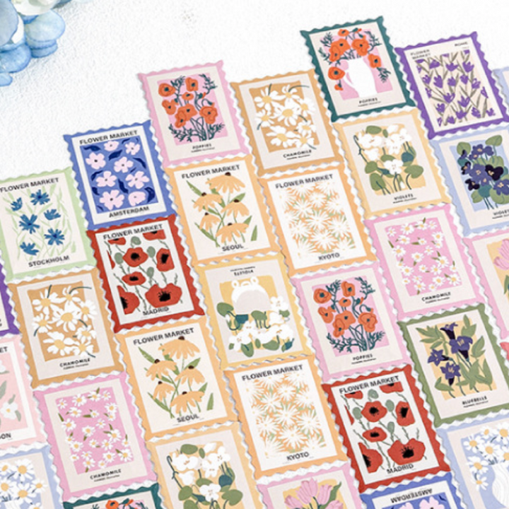 Flower Post Office Stickers (Pack of 45)