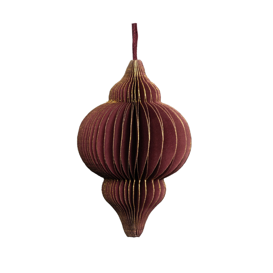 Moroccan-Shaped Bordeaux and Gold Paper Ornament