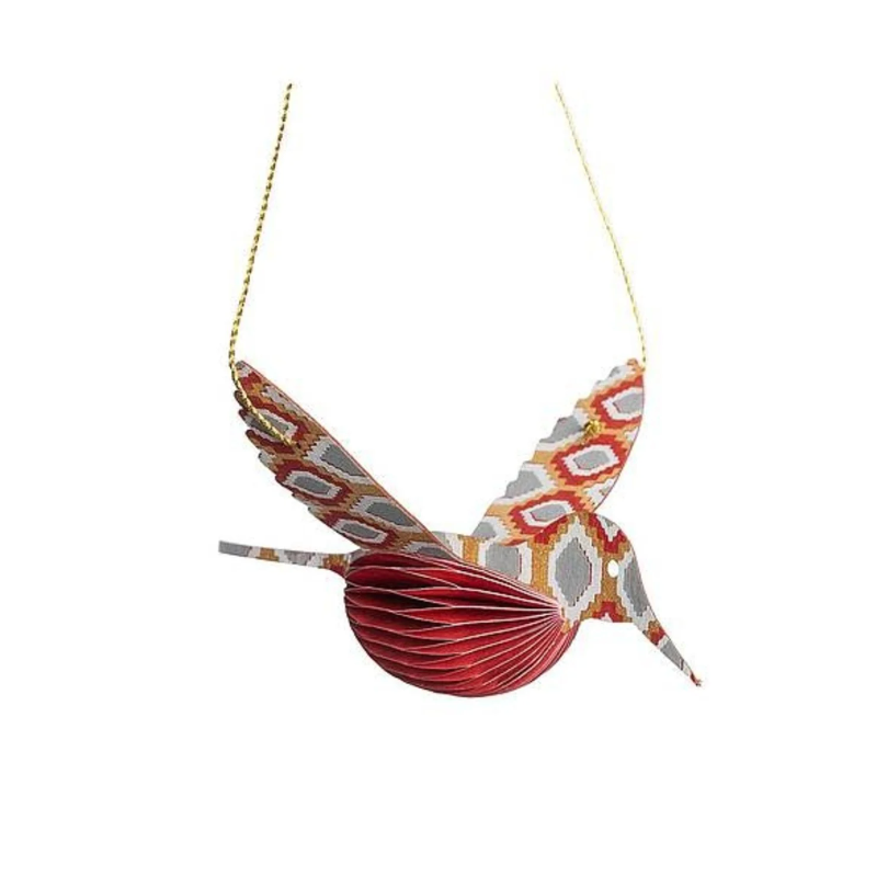 Paper Hummingbird Pendant in Red