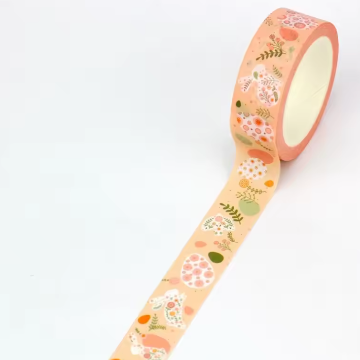 Orange Rabbits and Flowers Washi Tape