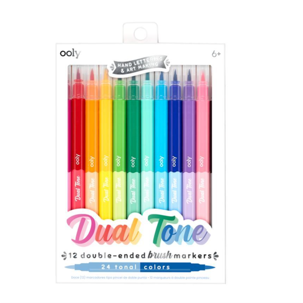 Dual-Tone Double-Ended Brush Markers (Set of 12)