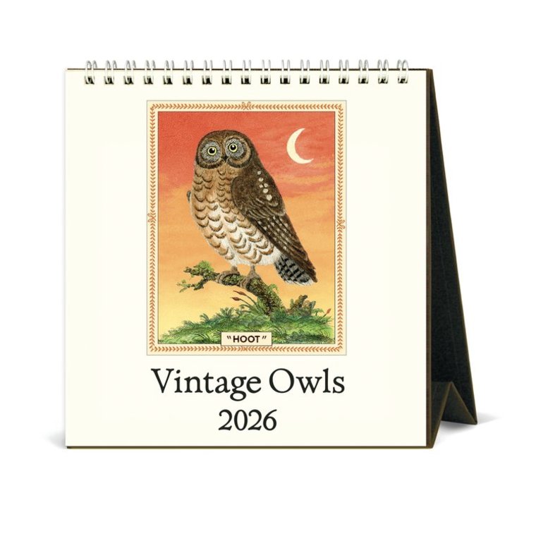 Desk Calendar - Vintage Owls (2026)