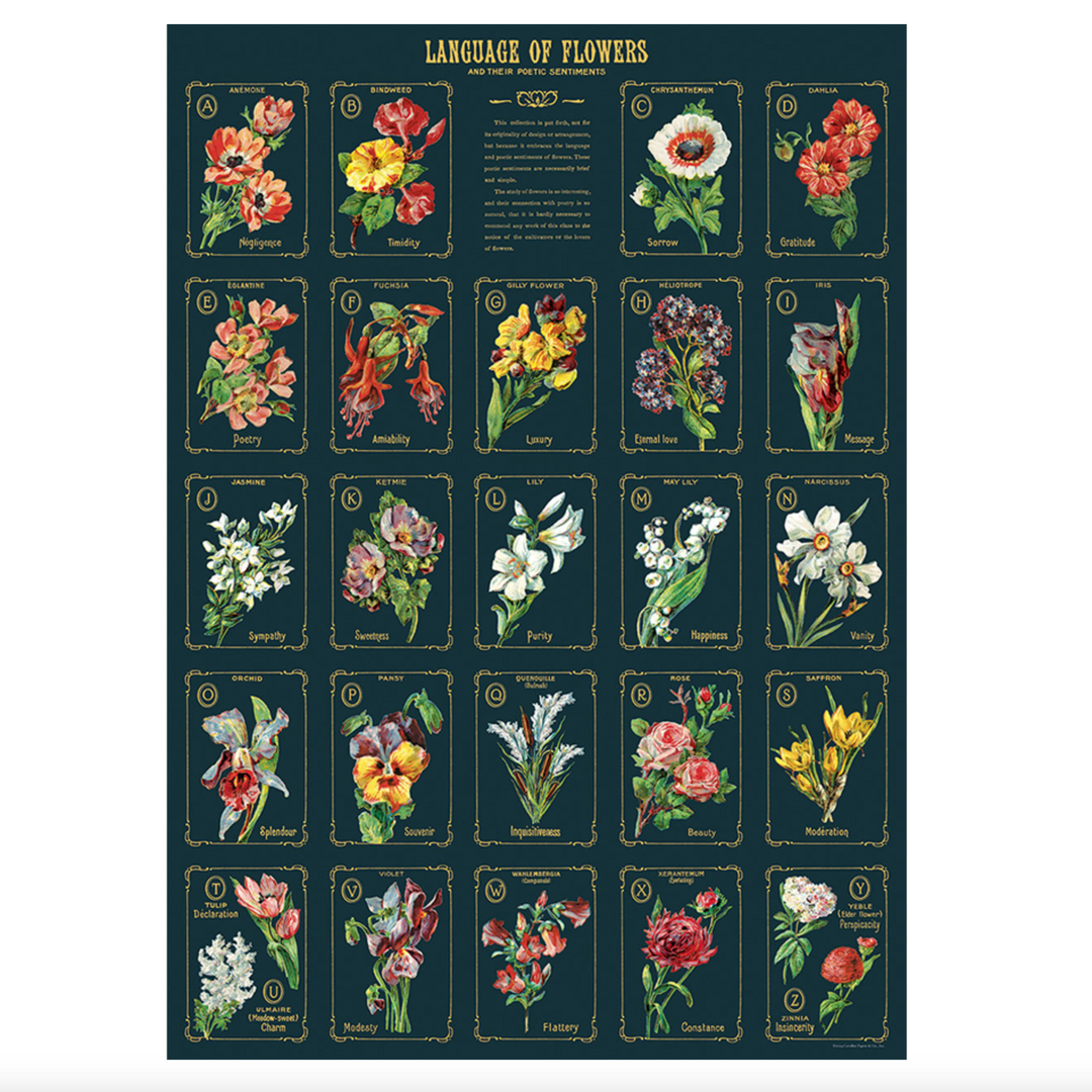Cavallini Flat Wrap - Language of Flowers 2