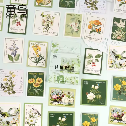 Plant Vintage Postage Stickers (Pack of 45)