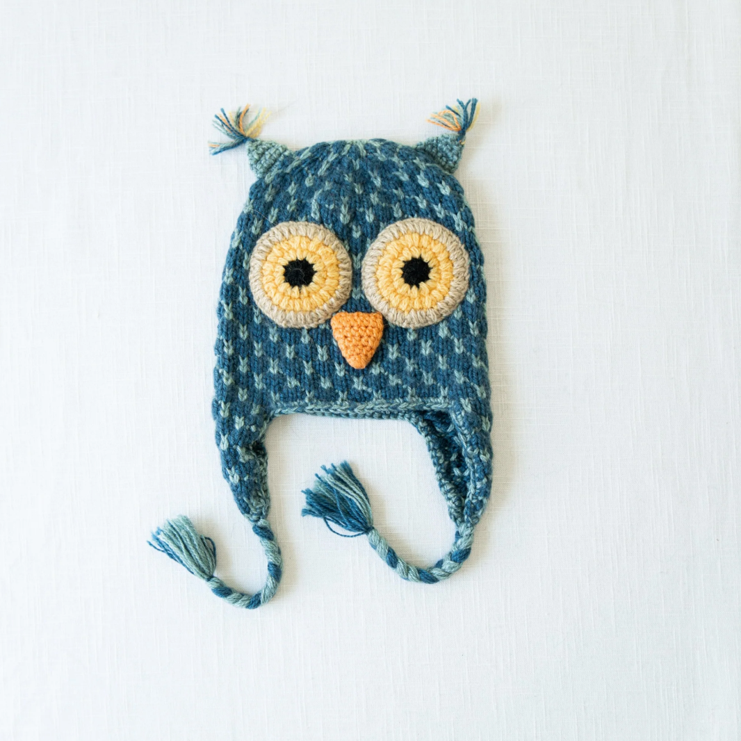 Kids Knitted Animal Hat - Owl