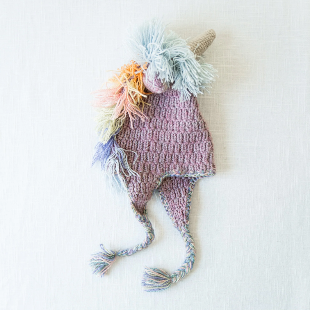 Kids Knitted Animal Hat - Pastel Unicorn