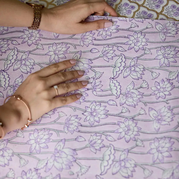 Hand Block Printed Gift Wrap Sheets - Lotus Lavender (Roll)