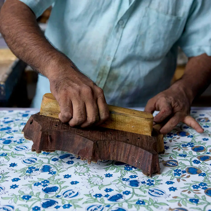 Hand Block Printed Gift Wrap Sheets - Pomegranate Indigo (Roll)